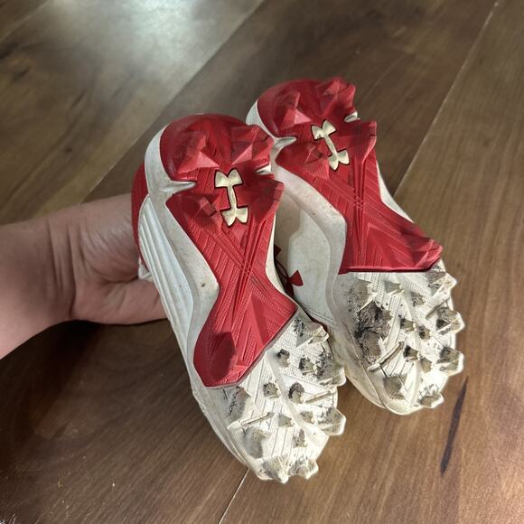 Under Armour Boys Leadoff Low RM Jr. Baseball Cleats Scarlet/White 10K - Picture 8 of 8